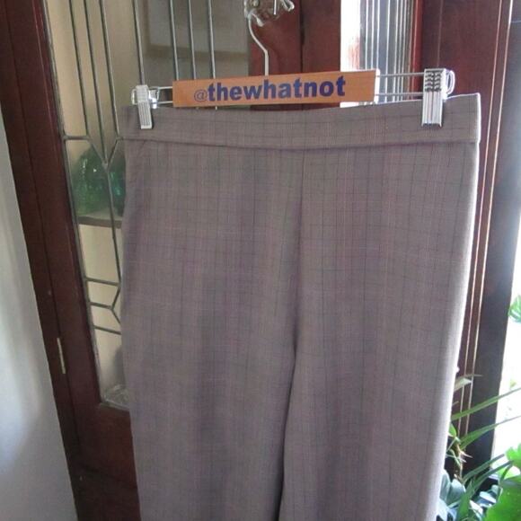 Vintage Gray Plaid Pull-On Elastic Waist Pants Size L Petite Slacks Bootcut Work - Picture 10 of 17